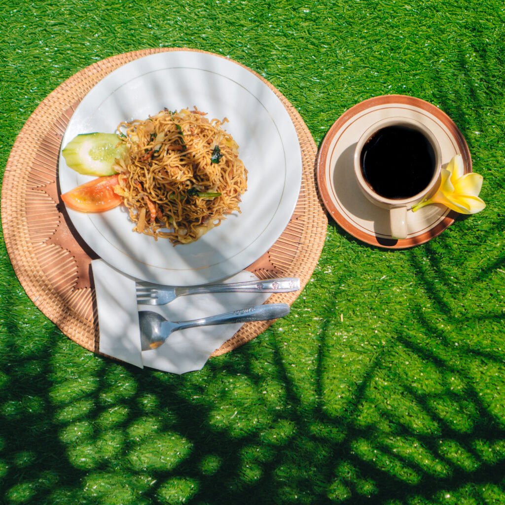 Food and coffee served at Bahana Guest House Bali